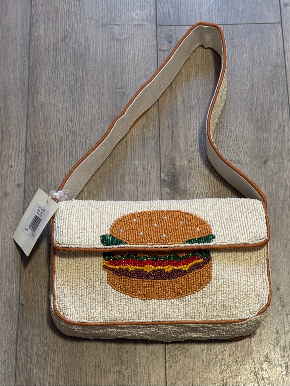 Beaded Burger Shoulder Bag NWT